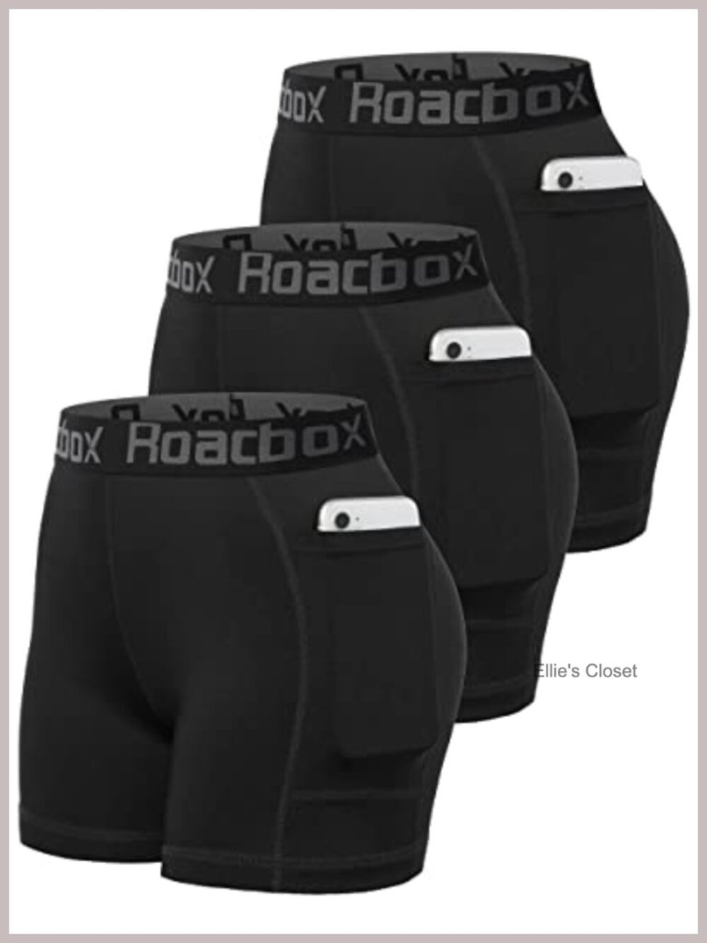 Womens Compression Shorts with Pockets 3 Pack Spandex Workout Athletic Running